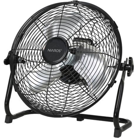 Ventilador portátil metálico de suelo "Nuoro" (15W motor DC 11,1V) color negro