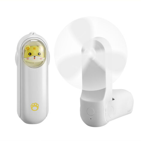 Ventilador portátil, mini ventilador USB, alimentado por batería, ventilador de mesa con batería externa (blanco)
