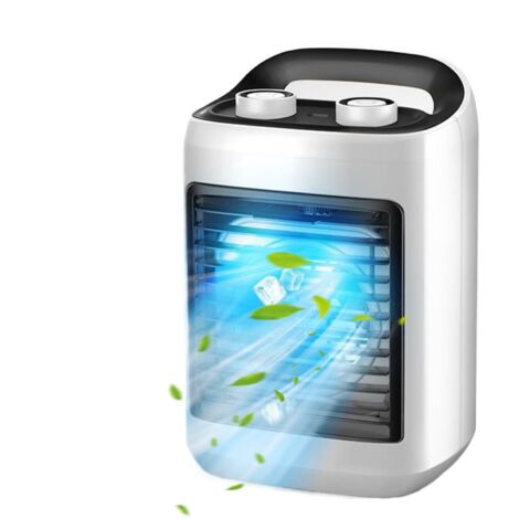 Ventilador portátil para aire acondicionado  Enfriador de aire para interiores, pequeño y silencioso, con depósito de agua y modos ajustables.