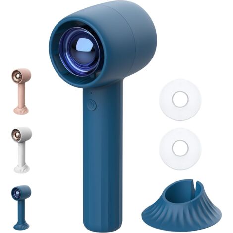 Ventilador portátil recargable con función de aromaterapia, 3 velocidades ajustables, perfecto para viajes y maquillaje. Azul.
