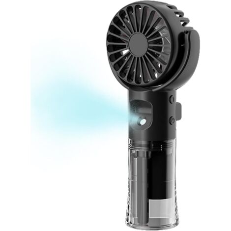 Ventilador portátil recargable de mano: dispositivo de refrigeración portátil con 4 velocidades y pulverizador de niebla, pequeño enfriador de aire para senderismo al aire libre.