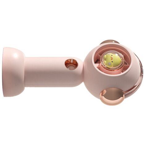 Ventilador portátil recargable por USB con función de pulverización de agua nano – Bonito diseño de dibujos animados, ABS, rosa, 130 g