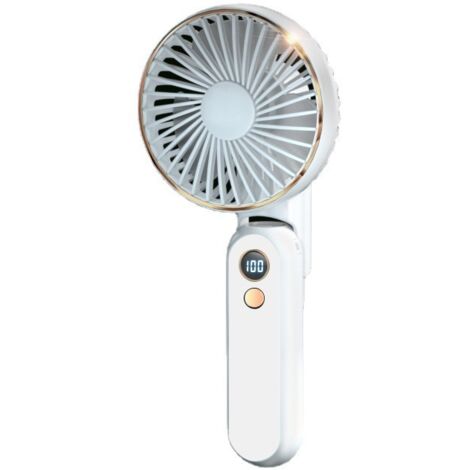 Ventilador portátil, recargable por USB, ideal para viajes, plegable, mini ventilador de escritorio personal de 5 velocidades, silencioso, con pantalla digital, para uso doméstico y en exteriores (bla