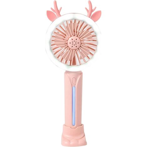 Ventilador portátil recargable por USB - Práctico - Ideal para estudiantes y oficinas - Pequeño ventilador portátil, color rosa