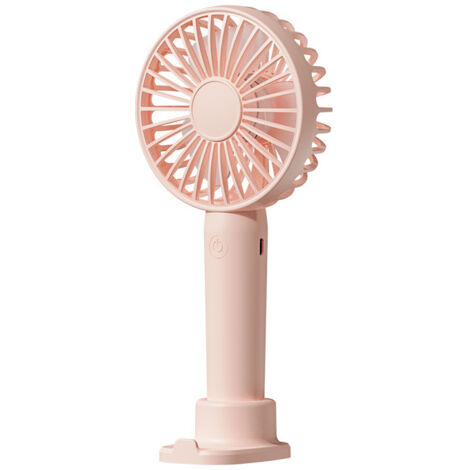 Ventilador portátil recargable por USB, ultrasilencioso, 3 velocidades, con soporte para teléfono, para uso en interiores y exteriores (rosa)