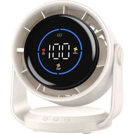 Ventilador portátil silencioso superpotente, 100 velocidades, rotación de 105°, carga USB, ideal para oficina, hogar y coche.