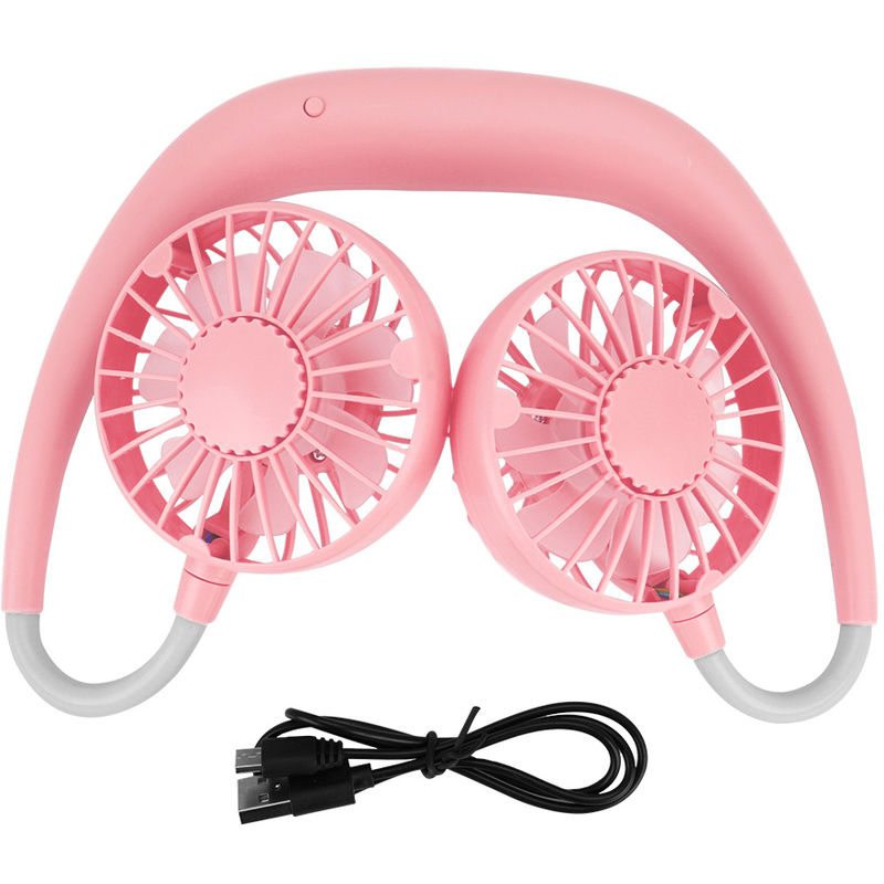 

Ventilador portetil mano libre, ventilador recargable cuello del ventilador mini USB, rosa