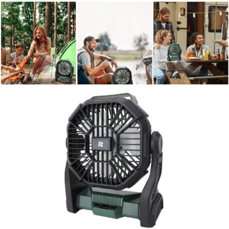Ventilador profesional para camping [ventilador de tienda de campaña recargable por USB con luz LED] – Potente, ligero y portátil.