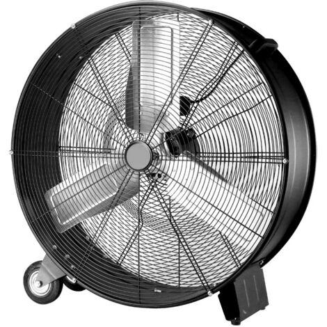 Ventilador Profesional - Ventilador industrial, 180W, 3 velocidades, hélice de 60 cm de diámetro, ruedas de transporte, color negro