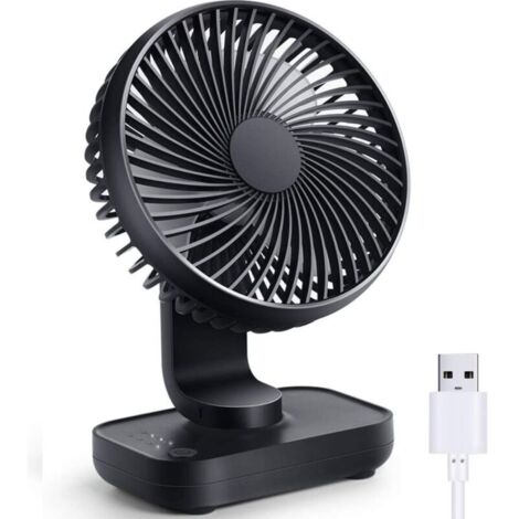 Ventilador recargable por USB, batería de 4000 mAh, pequeño y potente ventilador de escritorio, 4 velocidades, mini portátil y desmontable - Para el hogar, dormitorio, oficina y exteriores.