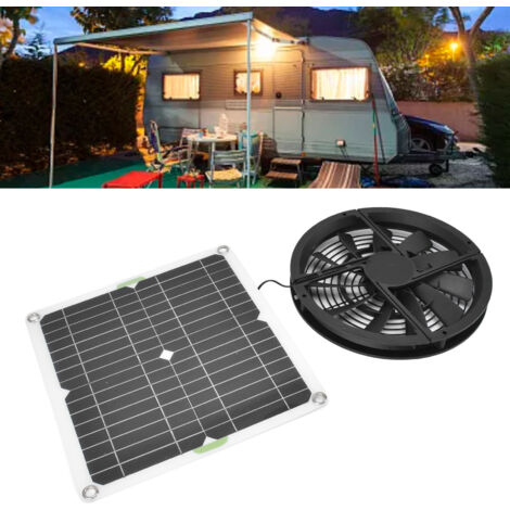 Ventilador solar con panel de 100 W, kit de ventilación para gallineros, invernaderos y refugios, panel solar impermeable y a prueba de fugas, 25 cm de diámetro.