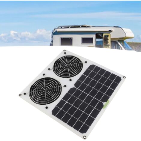 Ventilador solar doble de 12 pulgadas, ABS y silicio monocristalino, 100 W, resistente al agua para gallineros e invernaderos.