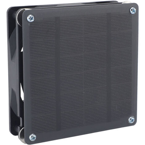 Ventilador solar monocristalino de 3W 6V, estructura compacta integrada, para cocina y caseta de mascotas.