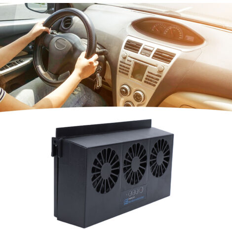 Ventilador solar para coche con 3 ventosas – Purificador de aire multifuncional, ABS negro, con batería NiMH y cargador USB.