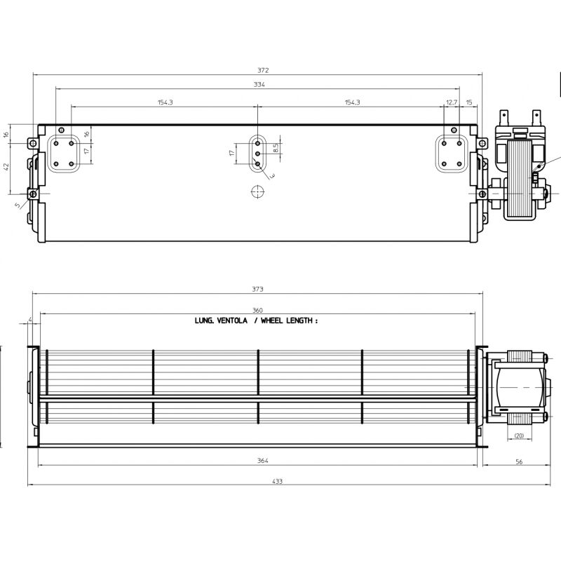 

Ventilador Tangencial 360mm Derecha 16W