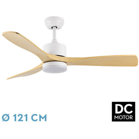 Ventilador Techo 121cm 20W Fabrilamp Azabache Luz Mando Madera Haya