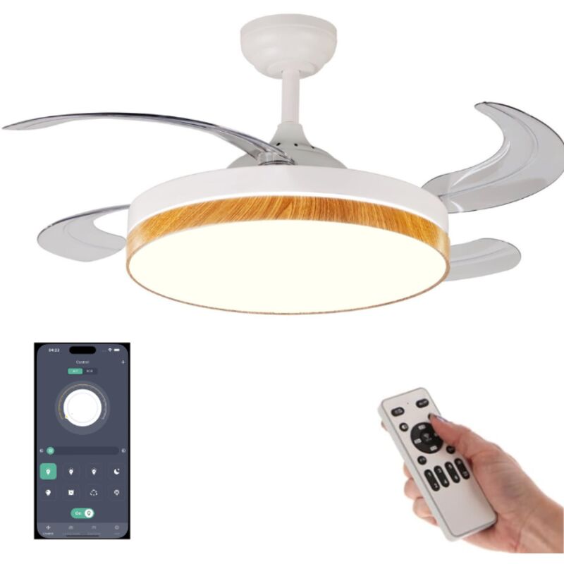 Ventilador Techo 39w Trace Blanco Madera Ø107