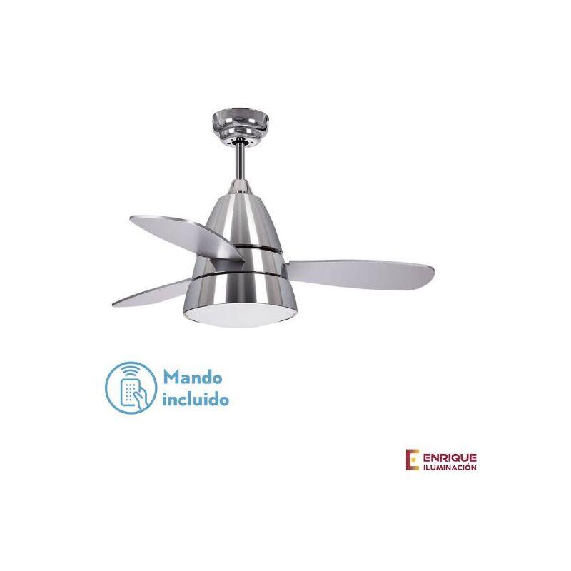 

Ventilador techo con luz Iseran color cromo y oro frances | Cromo - 0