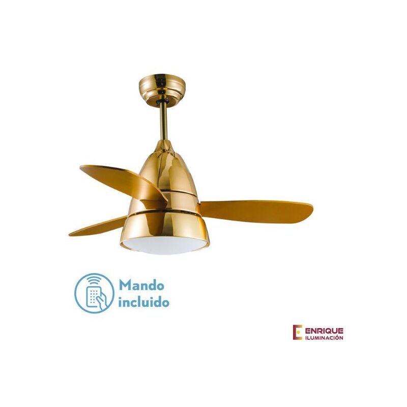

Ventilador techo con luz Iseran color cromo y oro frances | Oro francés - 0