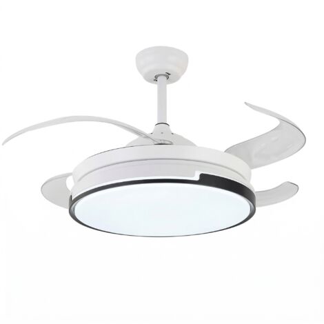 Ventilador Techo LED Retráctil Blanco 50-100cm, Lámpara