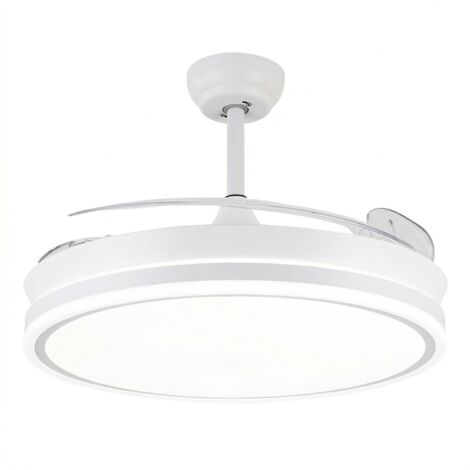 Ventilador Techo Luz Silencioso, Motor DC, Memoria Blanco