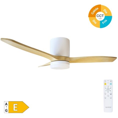 Ventilador techo Matipa con luz CCT regulable y mando Ø106 3 aspas DC Blanco