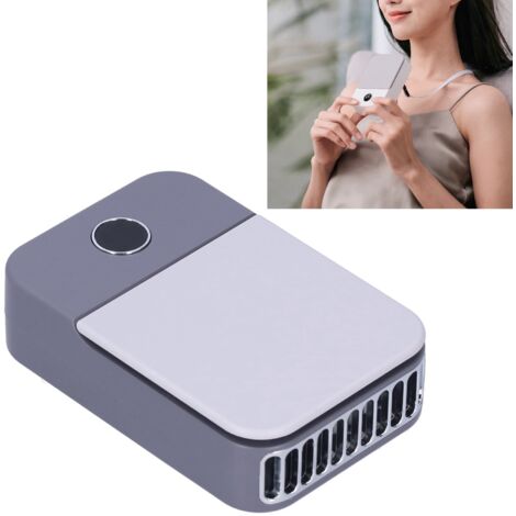 Ventilador [Ventilador] Ventilador con pantalla digital LED y función de carga USB, ventilador de cuello portátil para uso doméstico y exterior, azul marino.