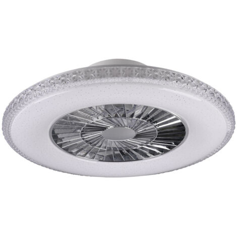 Ventilador y luz de techo de harstad difusor satinado y efecto cristal con control remoto multifunciÓn de intensidad y regulaciÓn de la temperatura de color d.60cm r62412106