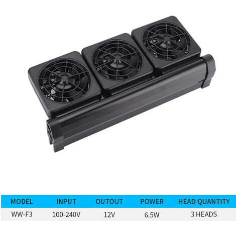 Ventiladores de refrigeración para acuarios, enfriador de viento frío, enfriador de agua ajustable, 3 cabezales de ventilador