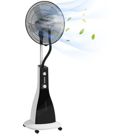 Ventilateur 2-en-1 avec humidificateur. 3 vitesses. Fonction minuterie. Réservoir de 3 L. 44,5 x 38,5 x 120 cm. Noir