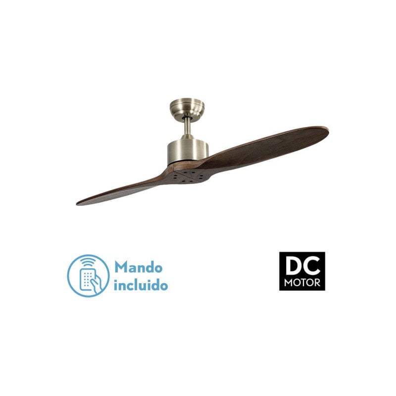 Fabrilamp - todolampara - ventilateur de plafond dc modèle leste Bronze, 2 pales Chêne, 5 vitesses, télécommande, minuterie, silencieux et basse