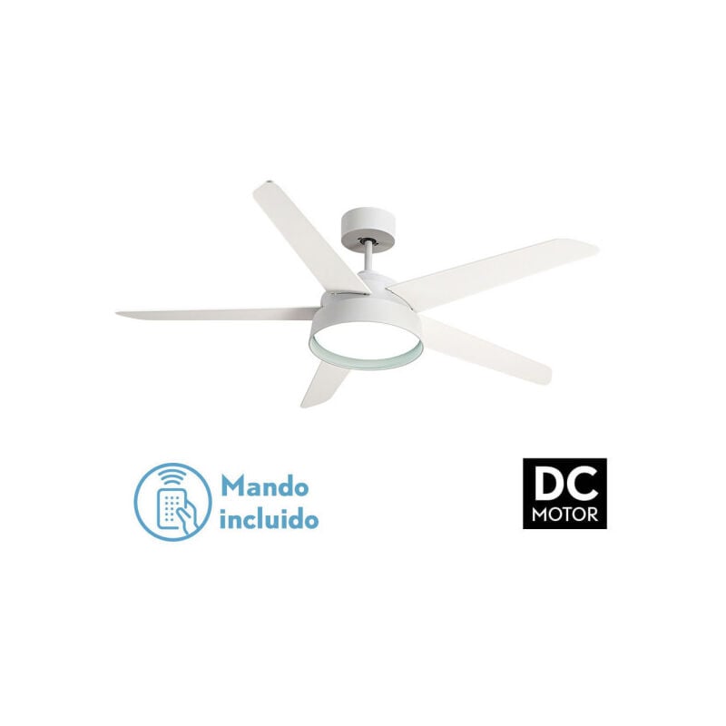 Fabrilamp - Ventilateur 25w Dc White Lebeche 5 pales Rev. White/beech 6 Vel. 3000-4000-6000k 132d Remote,memory & Timer