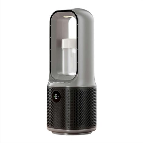 Ventilateur 3 en 1 sans pales avec purificateur d'air, chauffage intérieur, ventilateur et filtre HEPA combiné, interrupteur basculant, ventilateur tour oscillant à 90°, télécommande, tactile
