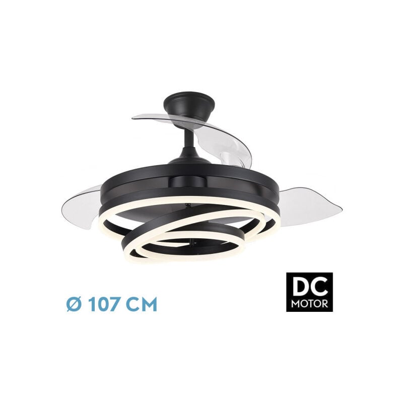 FABRILAMP Ventilateur 72w Dc Kai Black 3 Blades Transp. 6Vel. 3 Colours 43/58x50/107/Earthquake,memory & temp. 6120lm