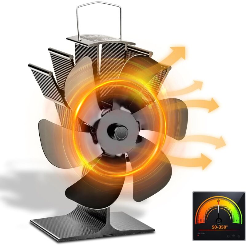 XVX - Ventilateur à Bois 6 Pales, Silencieux pas d'électricité Requise, Efficacité de Distribution de Chaleur élevée, Ventilateur de Cheminée, pour