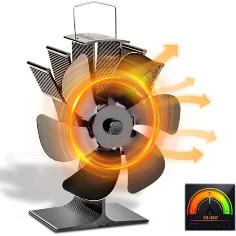 XVX Ventilateur à Bois 6 Pales, Silencieux pas d'électricité Requise, Efficacité de Distribution de Chaleur élevée, Ventilateur de Cheminée, pour Cheminée Poêle Bois Accessoires de Brûleur à Bois