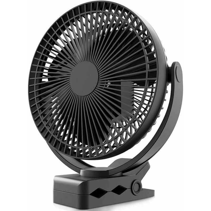 Ventilateur à clip alimenté par batterie 20 cm 10000 mAh, ventilateur usb portable, 4 vitesses, flux d'air puissant, pince robuste pour bureau à