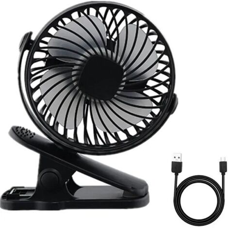 Ventilateur à Clipper Silencieux, USB Rechargeable 360° de BureauSilencieux Ventilateur Clip pour Poussette Camping