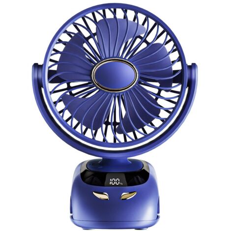 Ventilateur à Pince, 6000mAh Ventilateur Portable de Bureau Pince USB, 5 Vitessesc, Sur Silencieux avec Lumière LED, Pince Robuste pour Bureau Personnel, Voiture de Golf