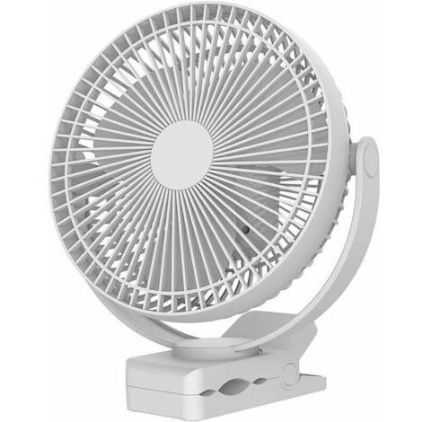 Ventilateur à pince alimenté par batterie de 20 cm 10 000 mAh, ventilateur USB portable, 4 vitesses, flux d'air puissant, pince robuste pour la maison, le bureau, le golf, la voiture,