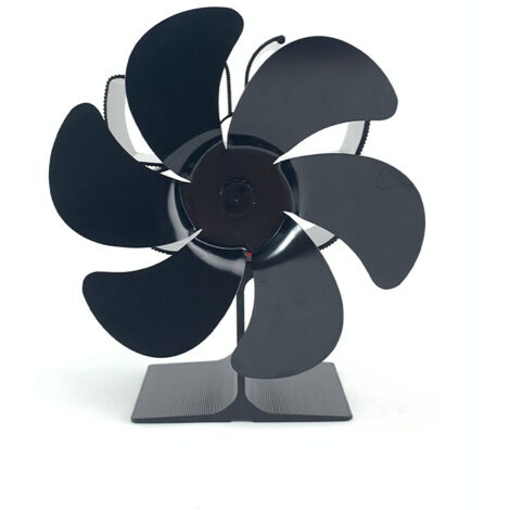 Ventilateur à Poêle Alimenté par la Chaleur avec 6 Lames Ventilateur de Cheminée à Air Chaud, Ventilateur de Poele pour Foyer, Poele a Granule, Foyer à Bois et Poêle à Bois Noir