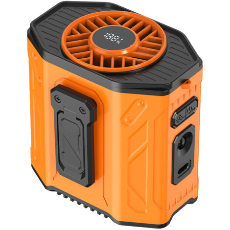 ventilateur à taille et cou haute vitesse nouveau modèle été portable usb pour camping extérieur grand débit d air couleur orange dimensions 99 mm x 74 mm x 99 mm