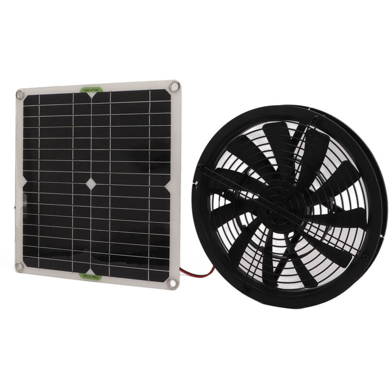 Ventilateur Alimenté par Panneau Solaire 100W, Puissant Ventilateur D'extraction Solaire avec Coque, Ventilateur de Refroidissement Compact pour rv,
