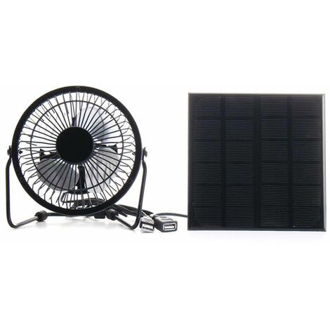 Ventilateur alimenté par panneau solaire 5W Mini ventilateur monocristallin de 4 pouces avec ventilateur d'extraction solaire pour serre camping-car poulailler poulailler randonnée camping extérieur