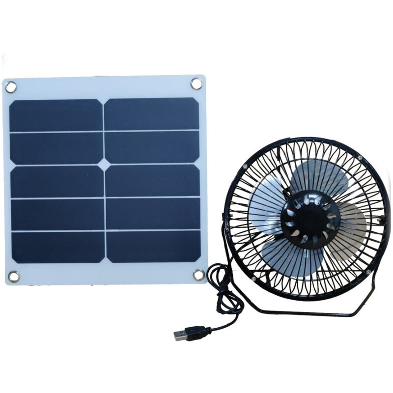 Ventilateur alimenté par Panneau Solaire, Ventilateur de Grenier à énergie Solaire Portable 10W 6V USB, Ventilateur Solaire photovoltaïque pour la
