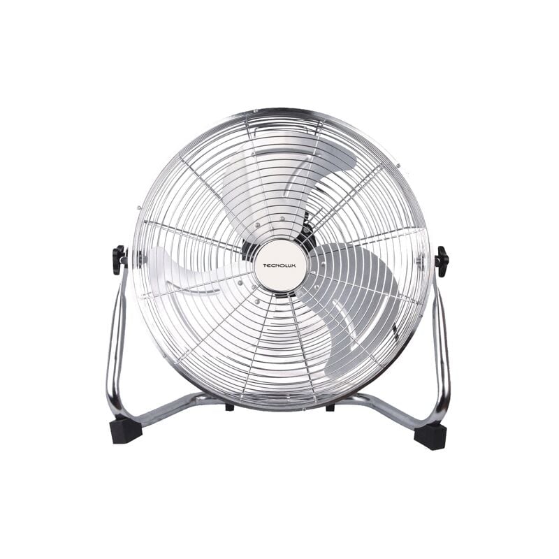 Tecnolux - Ventilateur sur pied Chrome 90W 3 vitesses D45cm Noir