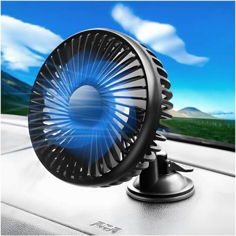 Ventilateur Auto, 3 Niveaux De Vitesse Ventilateur De Refroidissement Avec Réglable à 360 °, Refroidissement Silencieux Ventilateur Portable, Pour Été Voiture SUV (Ventouses)