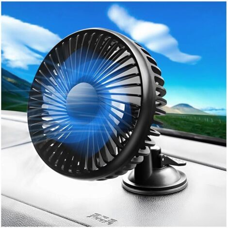 Ventilateur Auto, 3 Niveaux De Vitesse Ventilateur De Refroidissement Avec Réglable à 360 °, Refroidissement Silencieux Ventilateur Portable, Pour Été Voiture SUV (Ventouses)