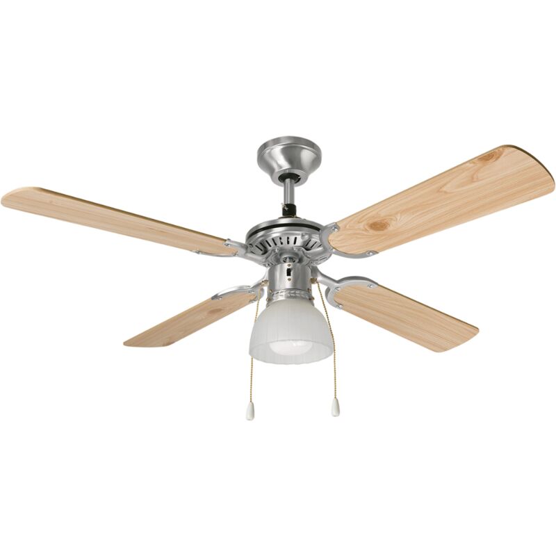 Perenz - Ventilateur de plafond 7064 cr avec lumière, noyer clair, d.105 cm, 4 pales, moteur ac 50W silencieux, ampoule E27