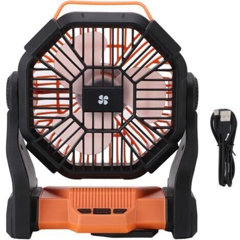 Ventilateur Batterie pour Camping 10400mAh, Puissant Silencieux avec Lumière LED , Ventilateur Rechargeable USB pour Tente Extérieur Bureau Table